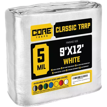 Core Tarps 9 ft x 12 ft Tarp 5 mil White Tarps