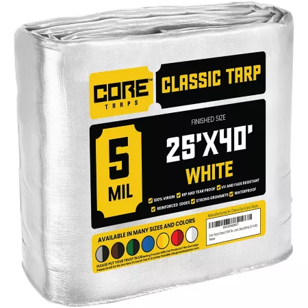 Core Tarps 25 ft x 40 ft Tarp 5 mil White Tarps