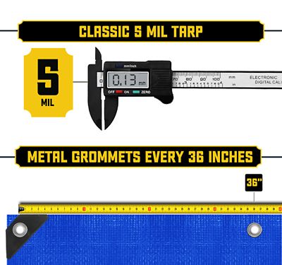 Image showing 2 th Core Tarps 6 ft. x 8 ft. Tarp, 5 Mil, Blue