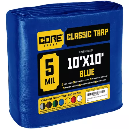 Core Tarps 10 ft x 10 ft Tarp 5 mil Blue Tarps