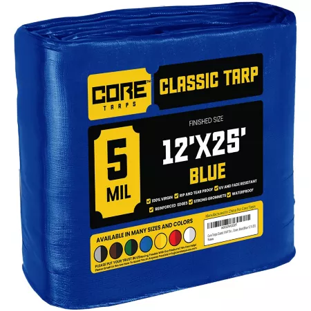 Core Tarps Blue 5Mil 12 x 25 Tarpaulin CT-505-12X25 Tarps