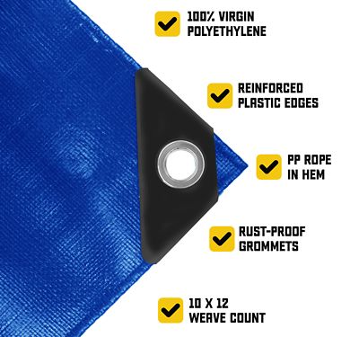 Image showing  24 ft. x 64 ft. Tarp, 5 Mil, Blue