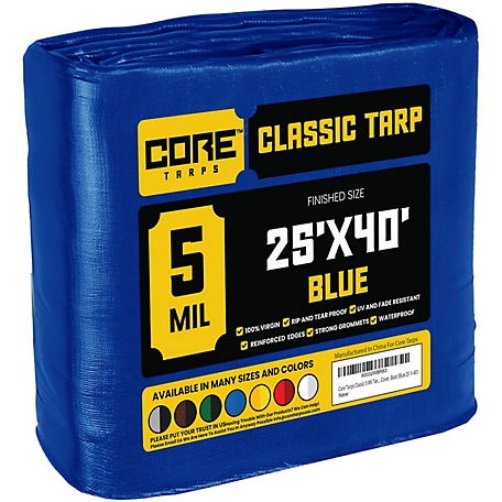 Core Tarps 25 ft. x 40 ft. Tarp, 5 Mil, Blue