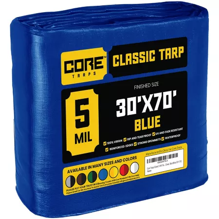 Core Tarps 30 ft x 70 ft Tarp 5 mil Blue Tarps