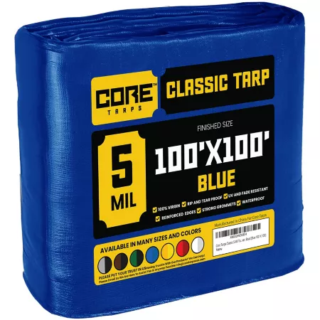 Core Tarps Blue 5Mil 100 x 100 Tarpaulin CT-505-100X100 CT-505-100x100 Tarps