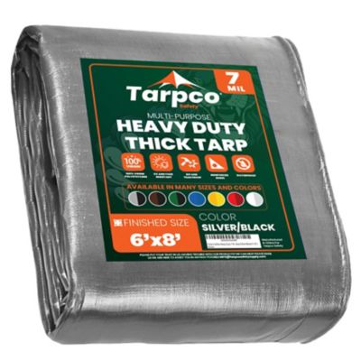 Tarpco Safety 6 ft. x 8 ft. Tarp, 7 Mil, Silver/Black