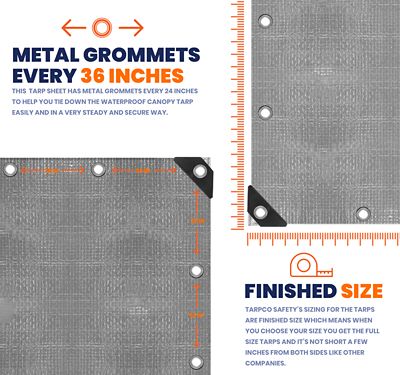 Image showing 5 th Tarpco Safety 10 ft. x 10 ft. Tarp, 7 Mil, Silver/Black