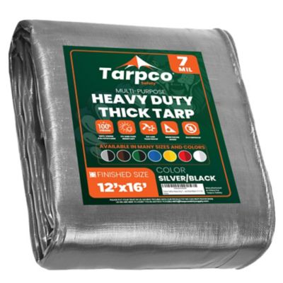 Tarpco Safety Silver/Black 7Mil 12 x 16 Tarp, TS-201-12X16