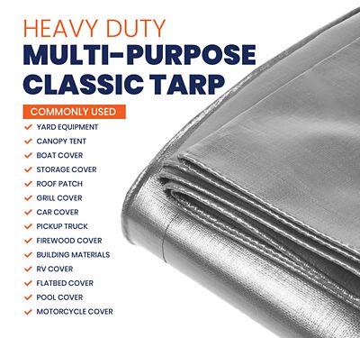 Image showing 3 th Tarpco Safety 16 ft. x 20 ft. Tarp, 7 Mil, Silver/Black