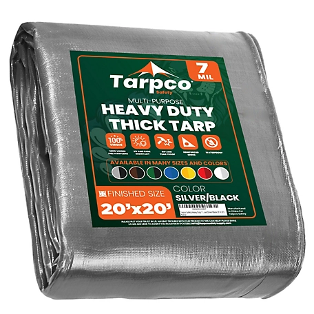 Tarpco Safety 20 ft. x 20 ft. Tarp, 7 Mil, Silver/Black