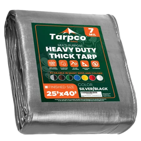 Tarpco Safety Silver/Black 7Mil 25 x 40 Tarp TS-201-25X40 Tarps