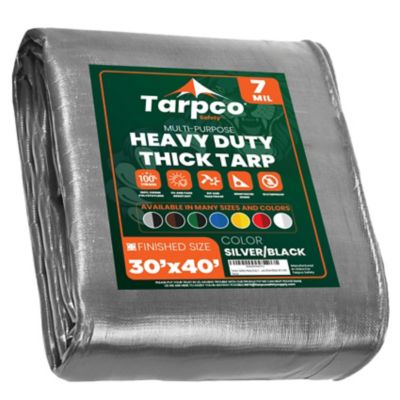 Tarpco Safety 30 ft. x 40 ft. Tarp, 7 Mil, Silver/Black