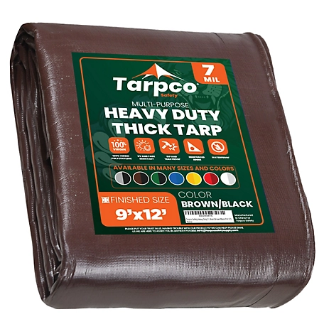 Tarpco Safety 9 ft. x 12 ft. Tarp, 7 Mil, Brown/Black