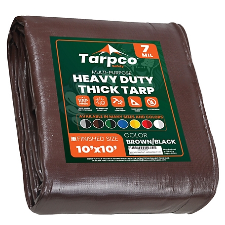 Tarpco Safety 10 ft. x 10 ft. Tarp, 7 Mil, Brown/Black