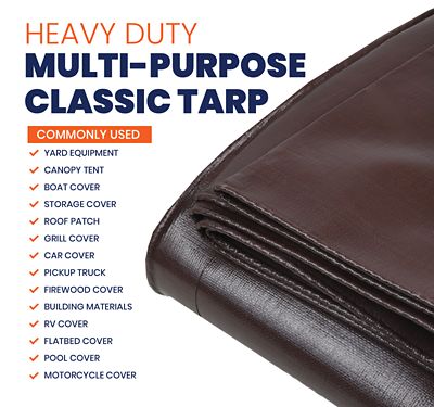 Image showing  12 ft. x 16 ft. Tarp, 7 Mil, Brown/Black