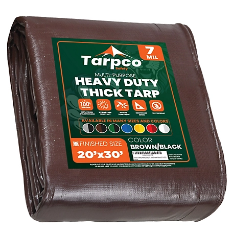 Tarpco Safety 20 ft. x 30 ft. Tarp, 7 Mil, Brown/Black