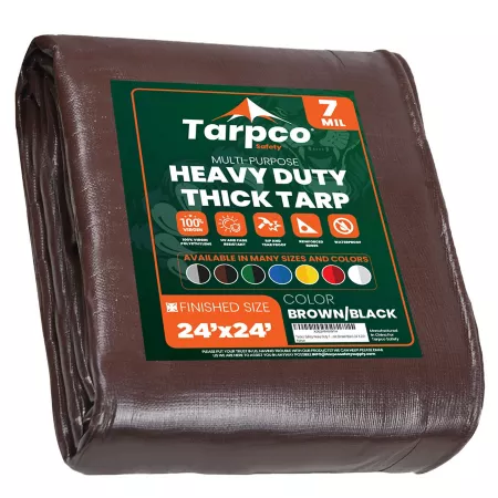 Tarpco Safety 24 ft x 24 ft Tarp 7 mil Brown/Black Tarps