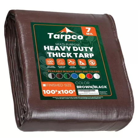 Tarpco Brown/Black 7 Mil 100 x 100 Safety Tarp TS-202-100X100 Tarps