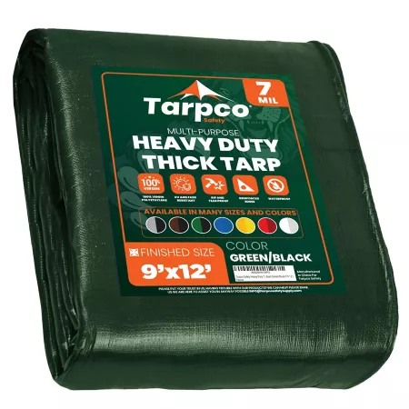 Tarpco Safety Green/Black 7Mil 9 x 12 Tarp TS-203-9X12 Tarps