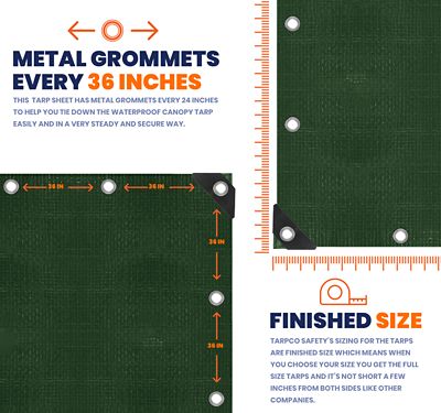 Image showing 5 th Tarpco Safety Green/Black 7Mil 10 x 10 Tarp, TS-203-10X10