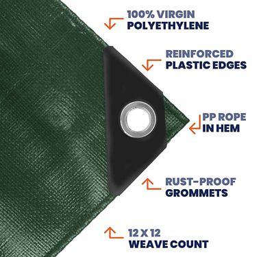 Image showing  12 ft. x 25 ft. Tarp, 7 Mil, Green/Black