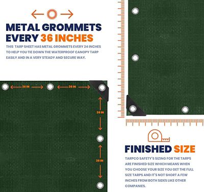 Image showing 5 th Tarpco Safety 12 ft. x 25 ft. Tarp, 7 Mil, Green/Black