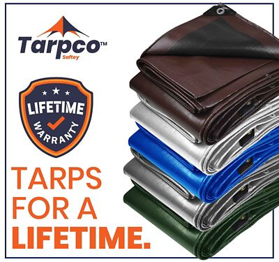 Image showing 6 th Tarpco Safety 12 ft. x 25 ft. Tarp, 7 Mil, Green/Black