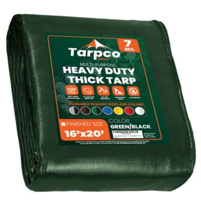 Tarpco Safety 16 ft. x 20 ft. Tarp, 7 Mil, Green/Black