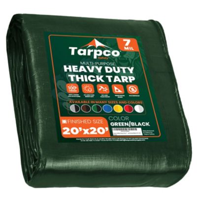 Tarpco Safety 20 ft. x 20 ft. Tarp, 7 Mil, Green/Black