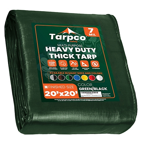Tarpco Safety 20 ft. x 20 ft. Tarp, 7 Mil, Green/Black