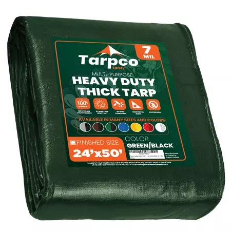 Tarpco Safety 25 ft x 45 ft Tarp 7 mil Green/Black Tarps