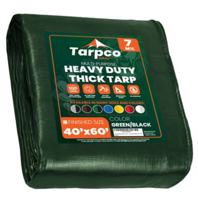 Tarpco Safety Green/Black 7Mil 40 x 60 Tarp, TS-203-40X60, TS-203-40x60