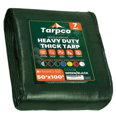 Tarpco Safety 50 ft. x 100 ft. Tarp, 7 Mil, Green/Black