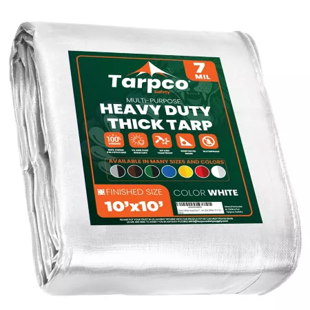 Tarpco Safety 10 ft x 10 ft Tarp 7 mil White Tarps