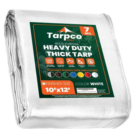 Tarpco 7 mil White Safety Tarp 10x12 TS-204-10X12 Tarps