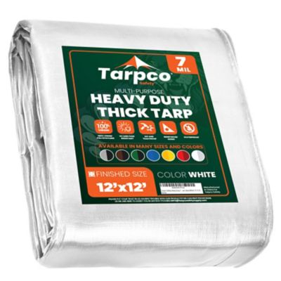 Tarpco Safety White 7Mil 12 x 12 Tarp, TS-204-12X12