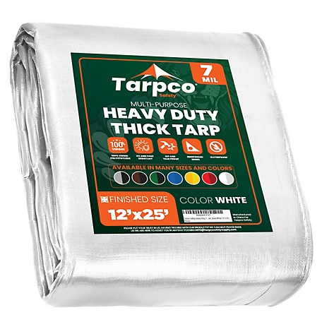 Tarpco Safety 12 ft. x 25 ft. Tarp, 7 Mil, White