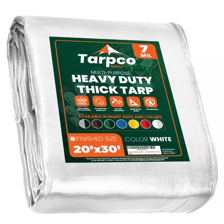 Tarpco Safety 20 ft x 30 ft Tarp 7 mil White Tarps