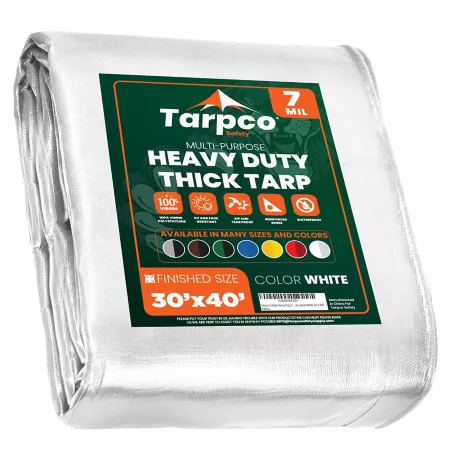 Tarpco Safety 30 ft x 40 ft Tarp 7 mil White Tarps