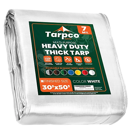 Tarpco Safety 30 ft. x 50 ft. Tarp, 7 Mil, White