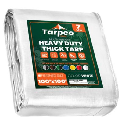 Tarpco Safety White 7Mil 100 x 100 Tarp, TS-204-100X100, TS-204-100x100
