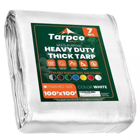 Tarpco Safety White 7Mil 100 x 100 Tarpaulin TS-204-100X100 TS-204-100x100 Tarps