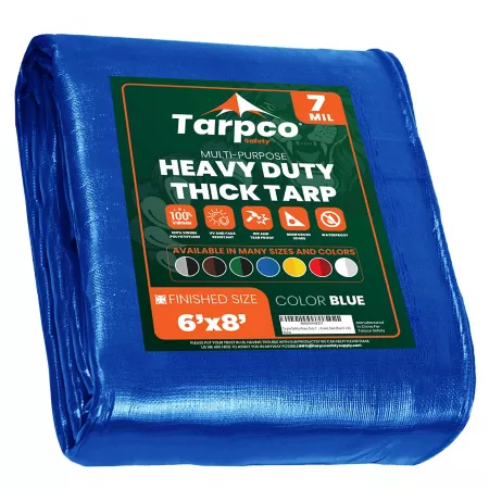 Tarpco Safety 6 ft x 8 ft Tarp 7 mil Blue Tarps