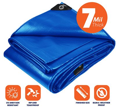 Image showing  24 ft. x 64 ft. Tarp, 7 mil, Blue