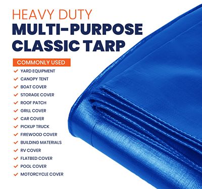 Image showing  24 ft. x 64 ft. Tarp, 7 mil, Blue