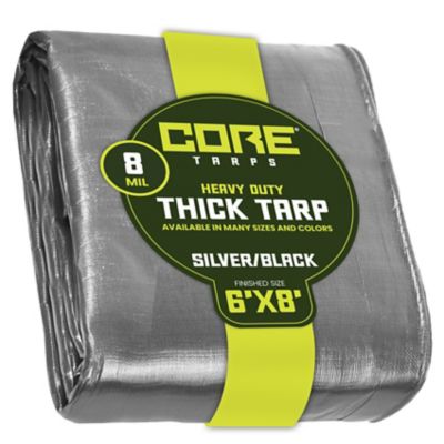 Core Tarps Silver/Black 8Mil 6 x 8 Tarp, CT-401-6X8