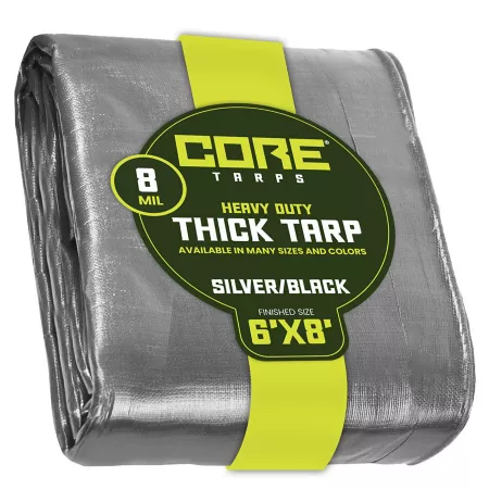 Core Tarps Silver/Black 8Mil 6 x 8 Tarpaulin CT-401-6X8 Tarps