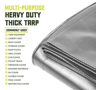 Image showing 5 th Core Tarps 16 ft. x 20 ft. Tarp, 8 Mil, Silver/Black