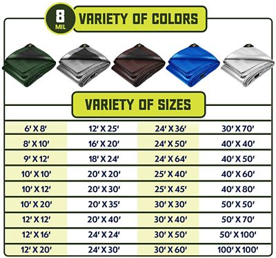 Image showing  18 ft. x 24 ft. Tarp, 8 Mil, Silver/Black