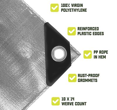 Image showing  18 ft. x 24 ft. Tarp, 8 Mil, Silver/Black